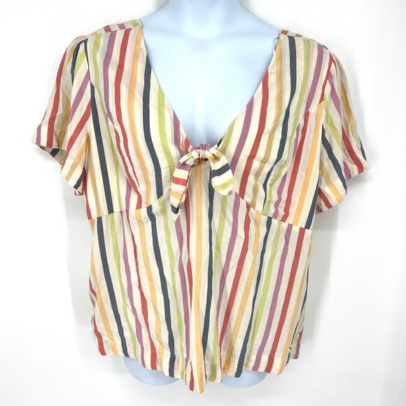 Old Navy Womens Striped Tie Knot Front Short Sleeve Top Size XXL - Picture 8 of 8